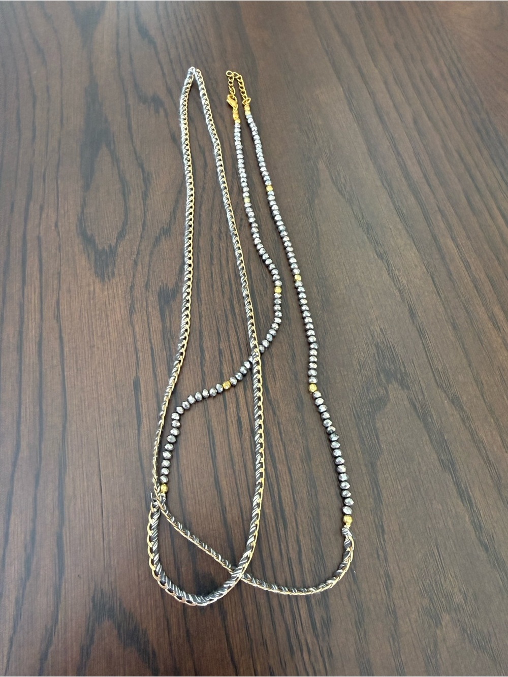 Gold and Silver Two-Tone Beaded Women's Necklace